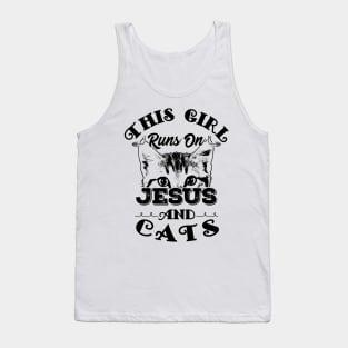 This Girl Runs On Jesus And Cats product Christian Gift Tank Top